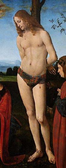 Giovanni Antonio Boltraffio St. Sebastian, detail from a Madona with Child, St. Sebastian, St. John the Baptist and two donors Sweden oil painting art
